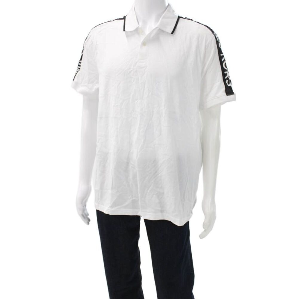 Michael Kors Men White Collared Cotton Short Sleeve T-Shirt Size XL
